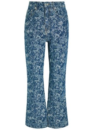 Ganni Betzy Floral-jacquard Bootcut Jeans - Denim - 28 (W28 / UK10 / S)