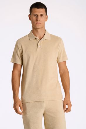 Lindbergh Poloshirt LINDBERGH, Herren, Gr. XXL, grau (stone), Frottee, Obermaterial: 80% Baumwolle, 20% Polyester, unifarben, relaxed fit h&uuml;ftbedeckend, Rundhal