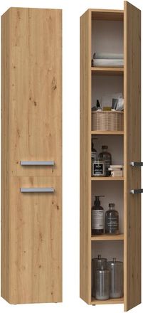 Hucoco Hucoco - Komma - Mueble De Ba&ntilde;o 2 Puertas - 31x30x174 Cm - Columna De Almacenamiento Para Cuarto De Ba&ntilde;o
