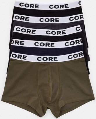 Trendyol MAN Heren 5-pack Meerkleurig Effen Boxer Shorts