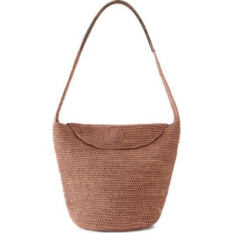 Helen Kaminski Yala Crochet Raffia Shoulder Bag in Petal/Chocolate at Nordstrom