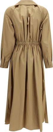 Max Mara Womens Pedaggi Midi Dress Cotton Poplin Deserto