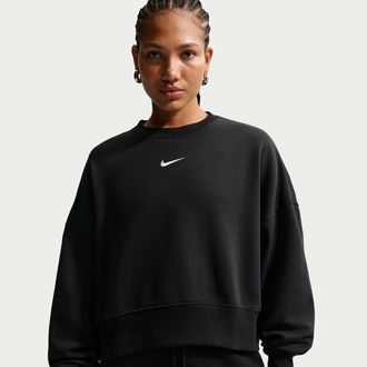 Nike Womens Nike Sportswear Phoenix Fleece Over-Oversized Crew-Neck Sweatshirt in Black | DQ5761-010