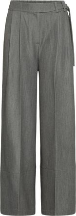 Ichi Ichi, Broeken, Dames, Grijs, M, Leer, Wijde broeken