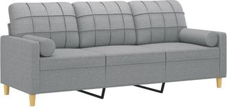 vidaXL Sof&aacute; De 3 Plazas Con Cojines Tela Gris Claro 180 Cm Vidaxl