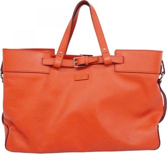 Gucci Red Color Leather Tote Bag (Pre-Owned)