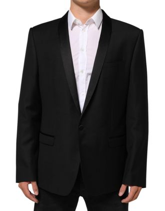 Dolce & Gabbana Black Wool Gold 1 Button Men Suit Blazer Pl+se+wv