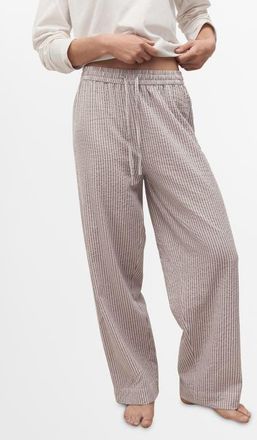 Mango Cotton Seersucker Pajamas in Medium Brown at Nordstrom, Size Small