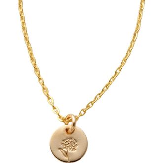 Made by Mary October Birth Flower Necklace in Gold Filled at Nordstrom, Size Medium