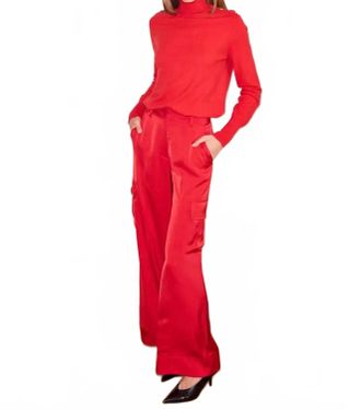 Skies Are Blue Clothing Light Satin Pant In Red