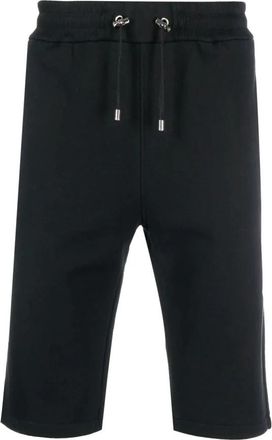 Balmain Zwarte Flock Bermuda Shorts - Heren - Korte Broeken - Zwart - L - Katoen - Korte Broeken