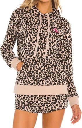 Calvin Klein Glisten Lounge Hoodie In Leopard Honey Almond