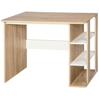 HOMCOM Homcom - Mesa De Escritorio 2 En 1 Con Estante De 3 Niveles Oficina 100x55x74 Cm Madera