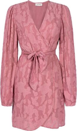 Aaiko Eloise Chiffon Bloemenjurk - Dames - Wikkelkleedje - Roze - XL - Chiffon - Kleedjes