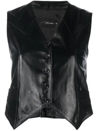 Manokhi Harlow cropped leather vest - women - Leather/Polyester/Viscose - S - Black