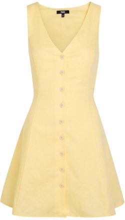 Paige Raye Linen and Cotton-blend Mini Dress - Yellow - S (UK8-10 / S)