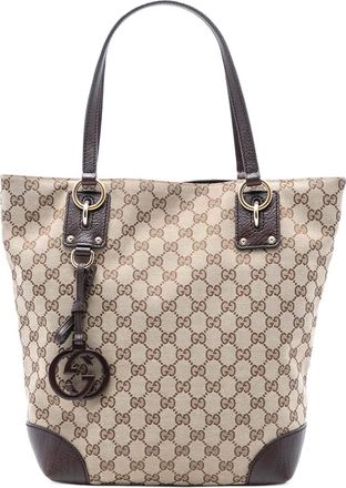 Gucci Borsa tote in tela GG con ciondolo 2016-2025 - Marrone