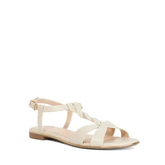 Dune London Womens Ladies Lylar - T-Bar Plaited Sandals - Beige Leather - Size UK 4