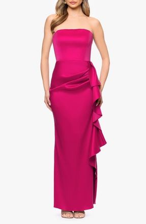 Betsy & Adam Stretch Mikado Column Gown in Cherry at Nordstrom, Size 12