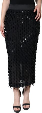 Dolce & Gabbana Black Embellished Pencil Cut Midi Womens Skirt