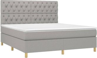 vidaXL Vidaxl - Cama Box Spring Colch&oacute;n Y Luces Led Tela Gris Claro 160x200 Cm