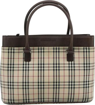 Burberry Nova Check Beige Canvas Tote Bag (Pre-Owned)