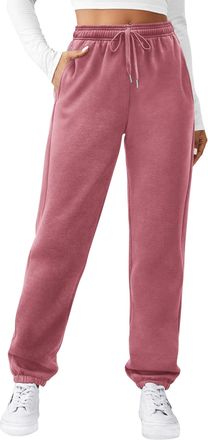 Zeagoo Womens Pants Casual Baggy Tracksuit Bottoms with Pockets Winter Joggers Elastic Sweatpants Plain Gym Sport Jogger Rosenrot S