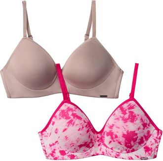 Halston Heritage 2-Pack Modern Micro Wire Free T-Shirt Bras in Bpmk/Pbgry at Nordstrom Rack, Size 38D