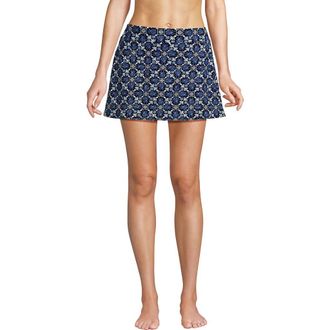 Lands End Tummy Control Skirt Swim Bottoms in Seashell Geo/navy at Nordstrom, Size 8