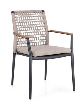 BIZZOTTO Silla con reposabrazos y coj&iacute;n en aluminio natural/antracita