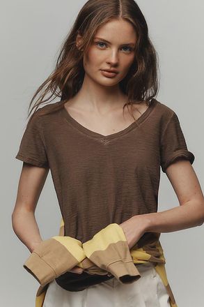 Pilcro The Bennie Cotton-Slub V-Neck Short-Sleeve Tee by Pilcro