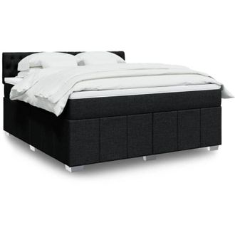 vidaXL Vidaxl - Cama Box Spring Con Colch&oacute;n Tela Negro 180x200 Cm