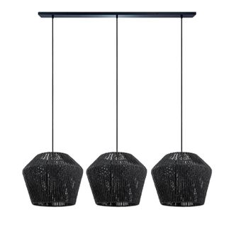Paco Home L&aacute;mpara Suspensi&oacute;n Mesa Comedor Cesto Boho Colgante L&aacute;mpara E27 Rat&aacute;n L&aacute;mpara Colgante - Negro, Negro (&oslash;33cm) - Paco Home