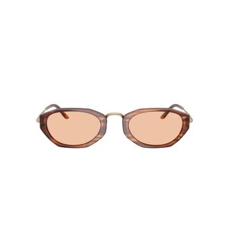 Giorgio Armani 0ar8242 Angular Geometric Sunglasses with Translucent Brown Frame