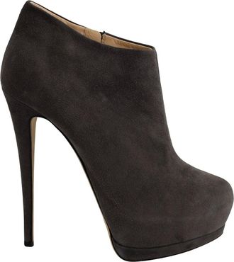 Giambattista Valli Giuseppe Zanotti Platform Heel Ankle Boots in Gray Suede