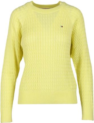 Tommy Hilfiger trui - Dames - Ronde hals truien - Geel - S - Katoen - Truien & Vesten