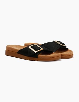 Toms Womens TOMS Marin Slide Canvas Womens Black Sandals - Size: 3