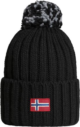 Napapijri Beanie NAPAPIJRI SEMIURY, schwarz, Rippstrick, Materialmix, M&uuml;tzen Beanie, mit Bommel