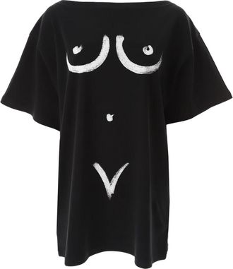Moschino T-Shirt in Interlock Body Print - Dames - T-shirts - Zwart - M - Katoen - Tops