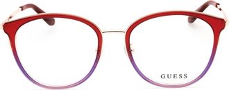 Guess GU50201D Round Acetate Eyeglasses - Red