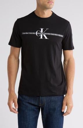 Calvin Klein Repeat Tape Layer Logo Graphic T-Shirt in Black at Nordstrom Rack, Size Xx-Large