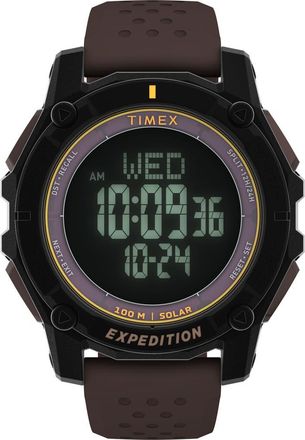 Timex Expedition Ridge Solar Digital Silicone Strap Watch, 49mm in Brown at Nordstrom
