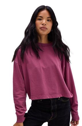 Richer Poorer Inc. The Relaxed Crop Long Sleeve Tee in Burgundy at Nordstrom, Size X-Large