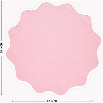 Solino Home Linen Dinner Napkins - Giselle Scallop Edge, 20 Round in White And Pink Lemonade at Nordstrom, Size Large