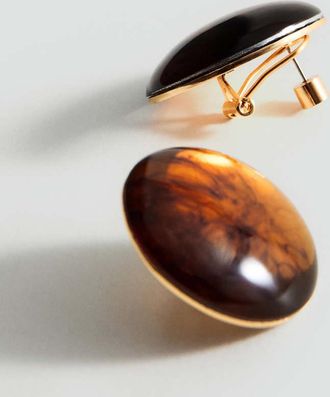 Mango Orecchini resina rotondi marrone - Donna - Taglia unica - MANGO