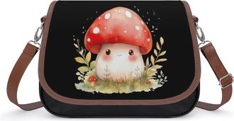 Generic Cute Red Mushroom Small Womens Crossbody Bags Shoulder Handbag with Adjustable Strap for Travel