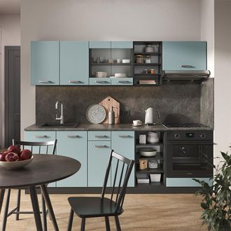 Vicco Mueble De Cocina R-line, Gris Azulado/antracita, 240 Cm Sin Encimera