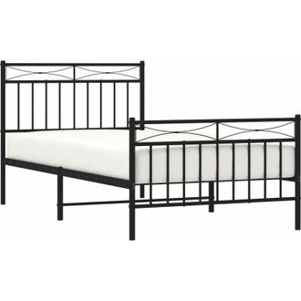 vidaXL Estructura Cama Sin Colch&oacute;n Con Estribo Metal Negro 100x190 Cm Vidaxl