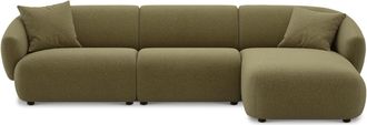 Castlery Auburn Chaise Sectional Sofa Right Facing Customized, Performance Boucle Moss, Spill Resistant, Modular for Castlery