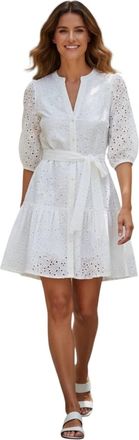 Waimari Eyelet Mini Tiered Dress In White